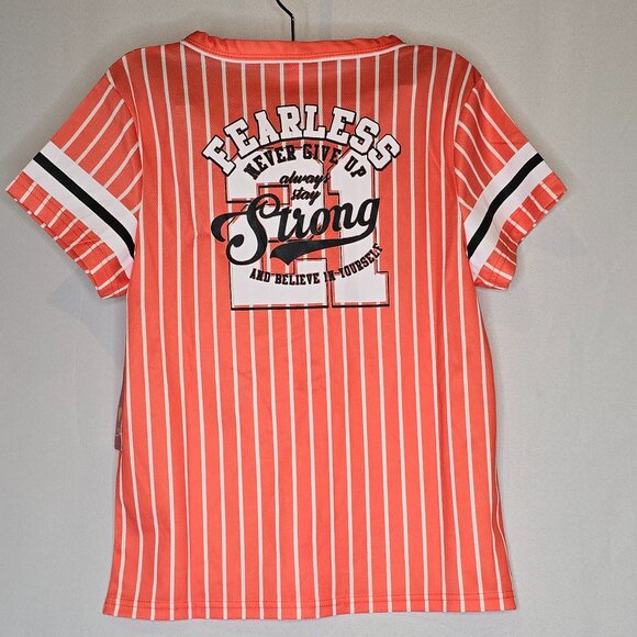 Rainbow Girls Fearless Never Give Up Baseball Tee in Orange, Size L(14-16) NWT - Picture 4 of 6